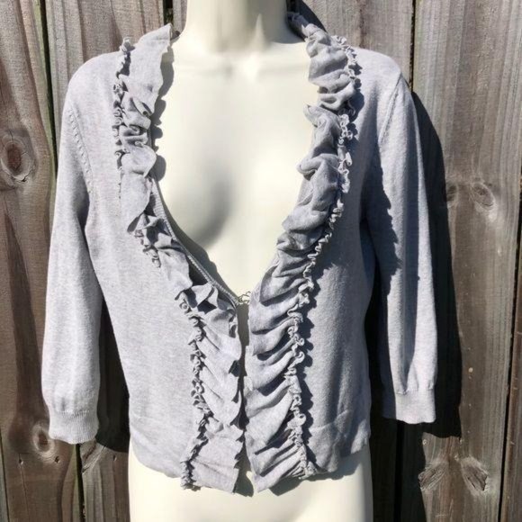 Anthropologie Tabitha Small Cardigan Sweater 3/4 Sleeve Gray Swift Current Top - Picture 4 of 7